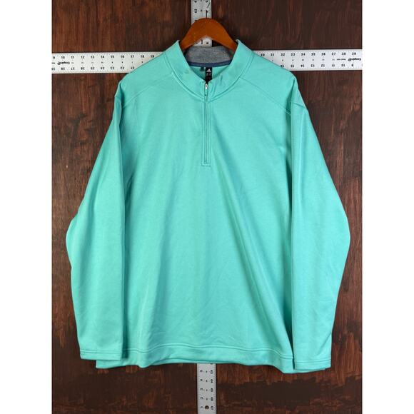 Adidas Club Golf 1/4 Zip Pullover Activewear Lightweight Semi Mint Rush Mens 2XL - Picture 2 of 9
